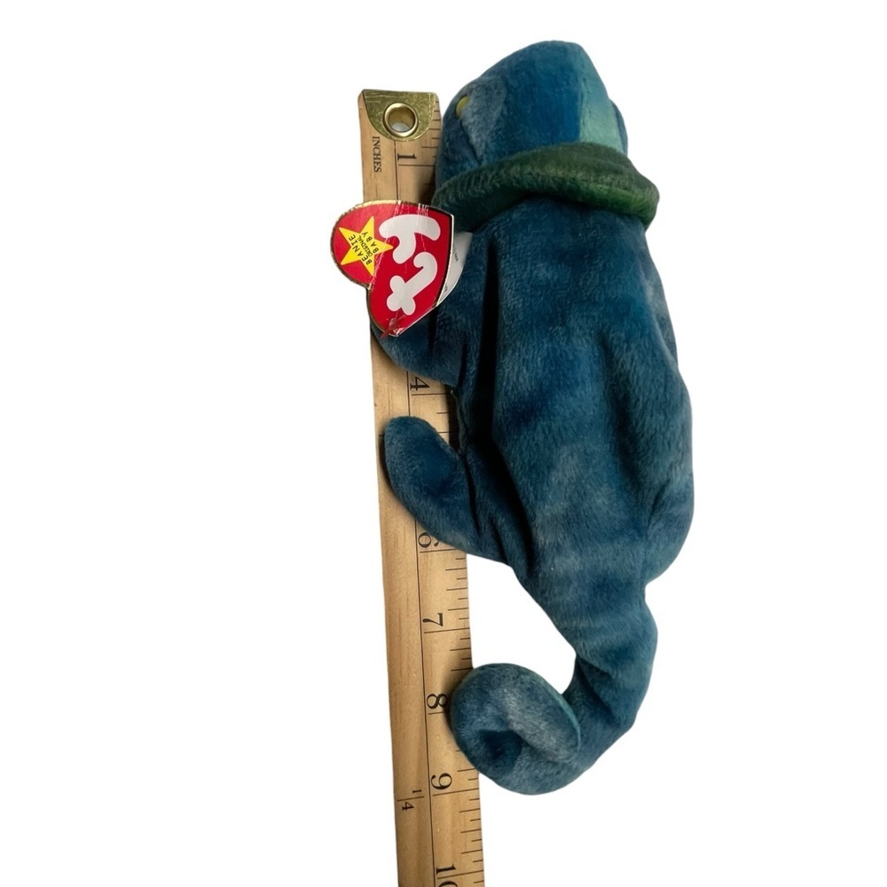 Ty The Beanie Babies Collection Rainbow Chameleon Blue and Green Plush Toy - Picture 2 of 6